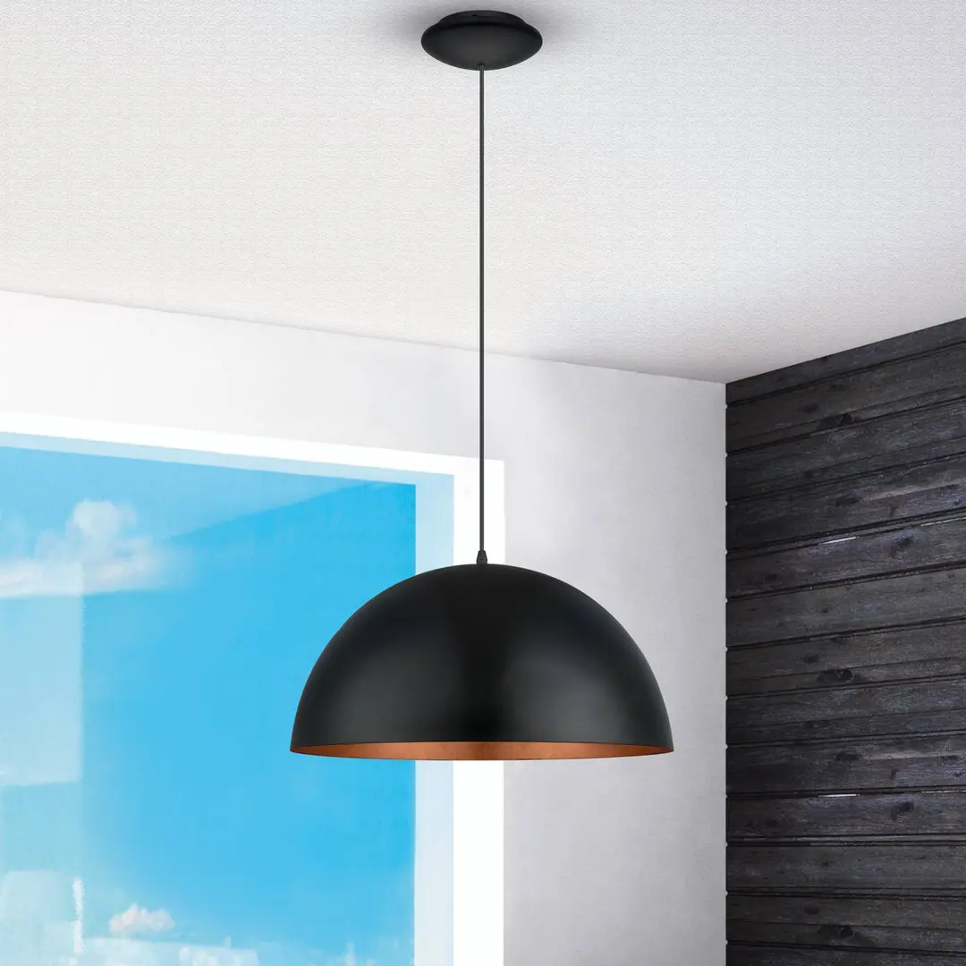 EGLO Hängeleuchte Gaetano 1, Ø 53 cm, schwarz/kupfer, Stahl