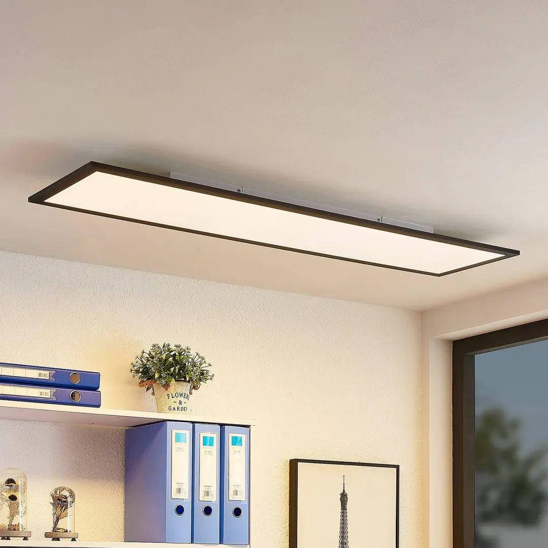Lindby LED-Panel Nelios, 120 x 30 cm, 4000K, schwarz, Metall