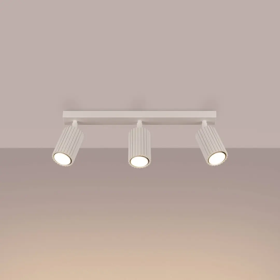 SOLLUX LIGHTING Deckenstrahler Karbon, beige, Länge 45 cm, Aluminium, 3-flg.