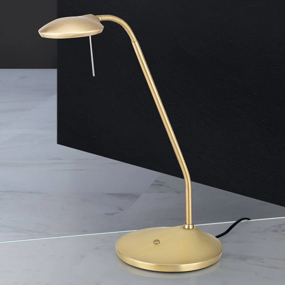Orion LED-Tischleuchte Cobra in mattem Messing
