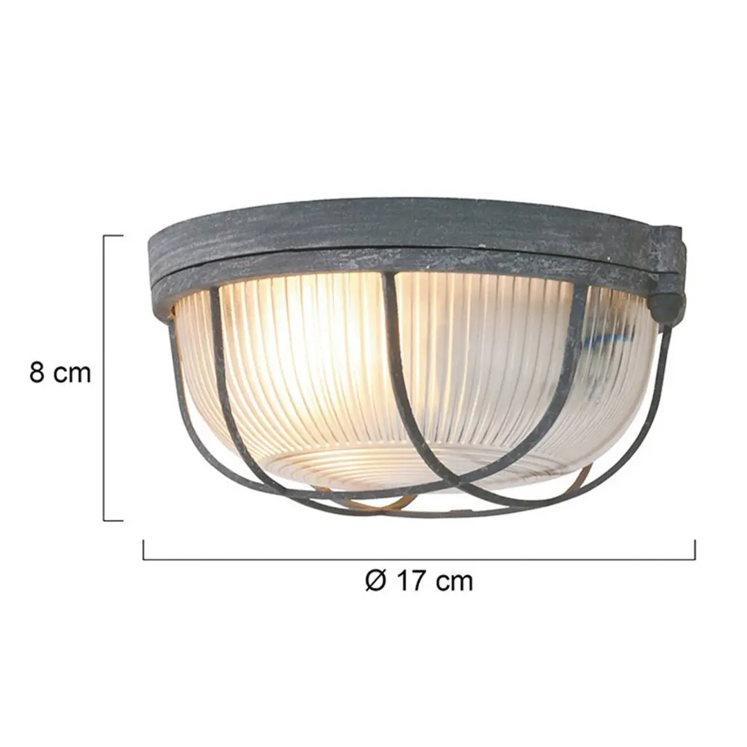 Steinhauer Deckenleuchte Lisanne, grau, Ø 17 cm, Metall, Glas, E27