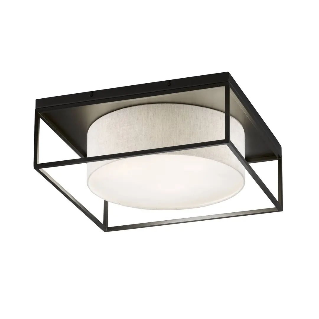 FISCHER & HONSEL Deckenleuchte Carre 60x60cm Stoffschirm weiß