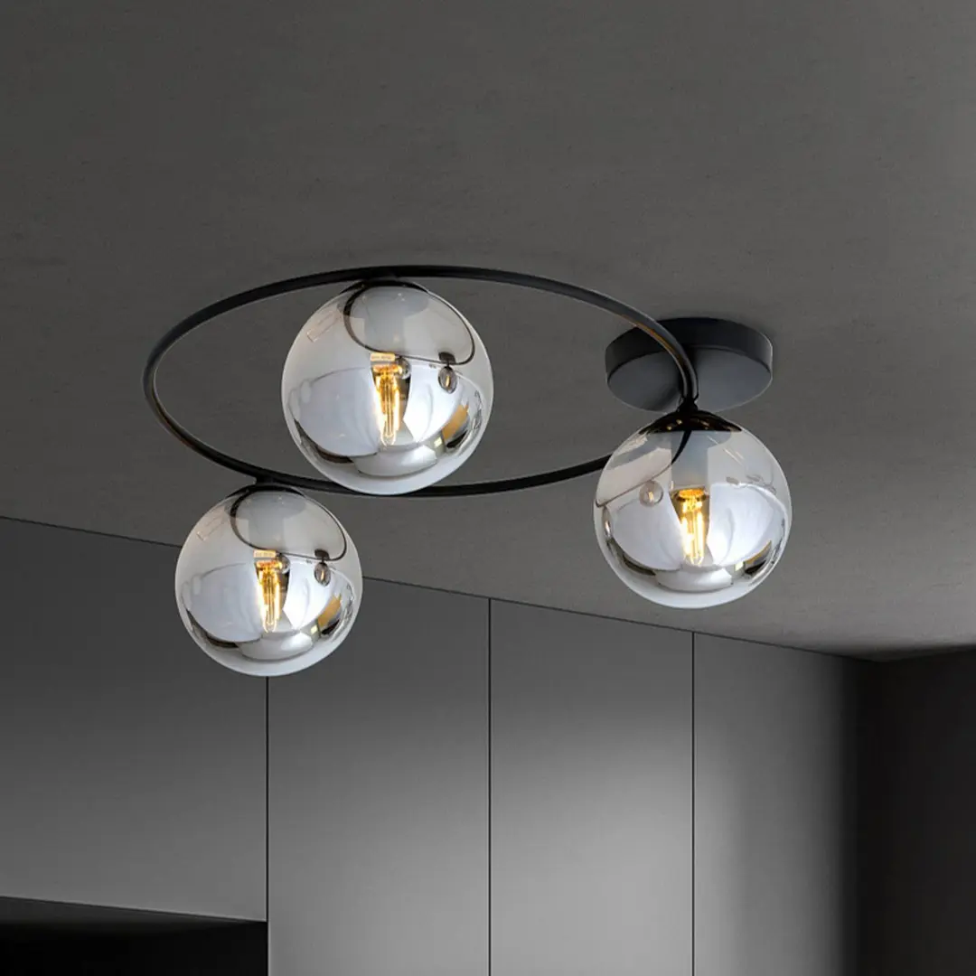 EMIBIG LIGHTING Deckenleuchte Ascella, schwarz/grafit, 74 cm, 3-flammig