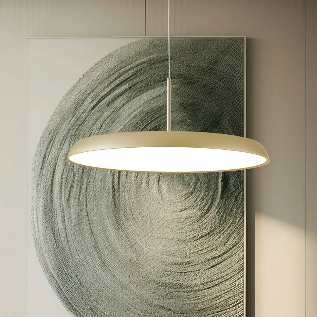 Viokef LED-Hängelampe Art, creme-goldfarben, Ø 45 cm, Metall