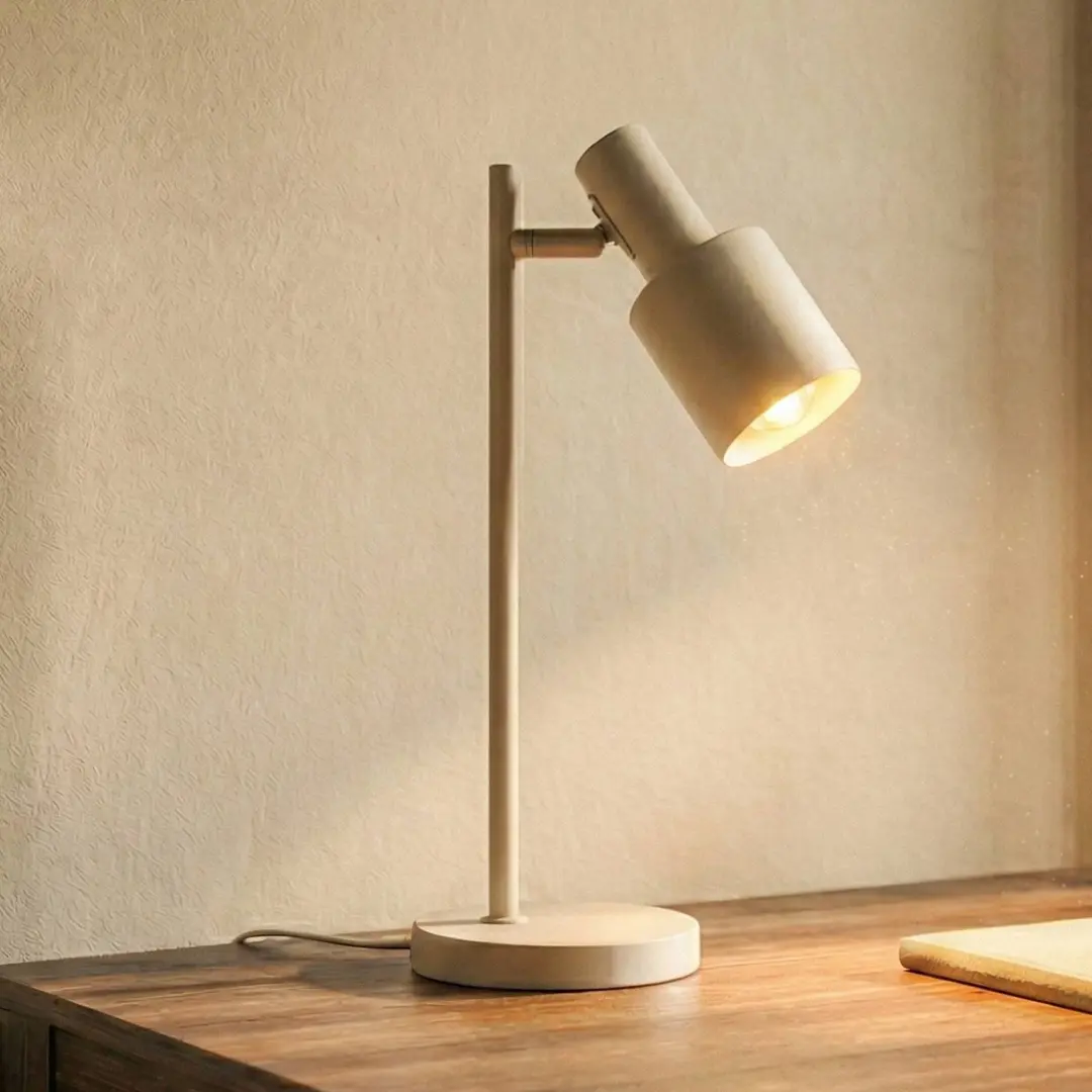 Lindby Tischleuchte Ovelia, beige, Metall, E27