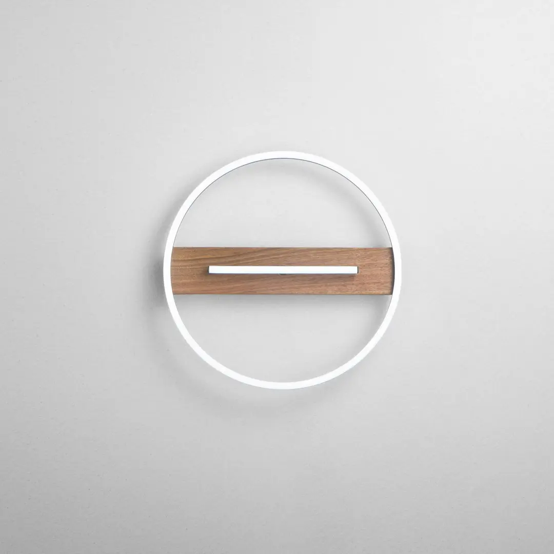 Luce Ambiente Design LED-Wandlampe Azimuth, Ø 40 cm, schwarz/holzfarben, Metall