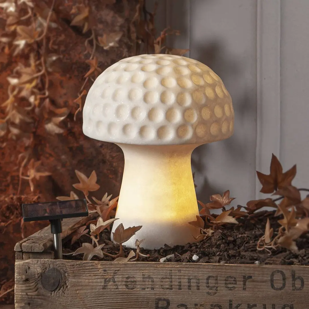 STAR TRADING LED-Solarleuchte Sandy, 24 cm, weiß, Kunststoff, Pilzform