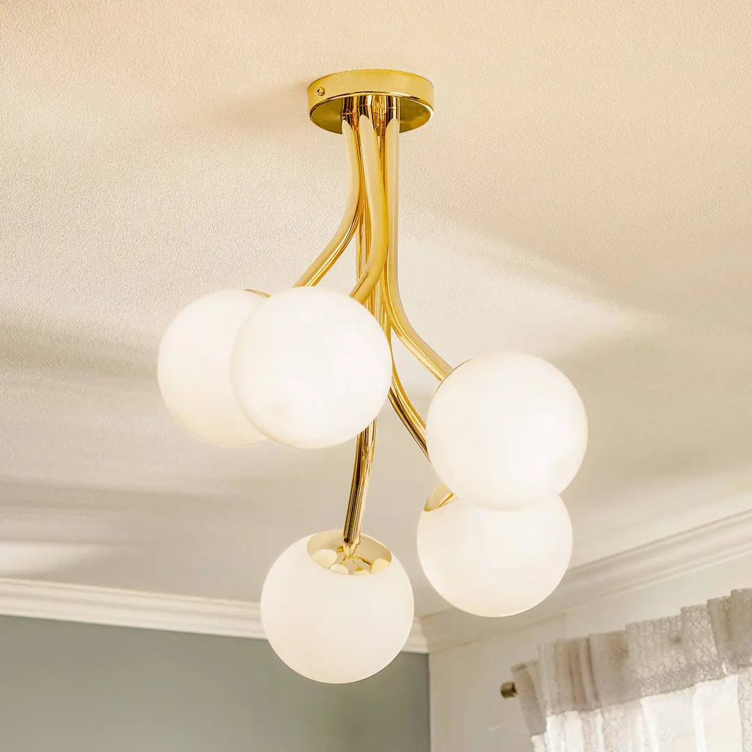 Domiluce Deckenlampe Selva, gold, fünfflammig versetzt, 37 cm
