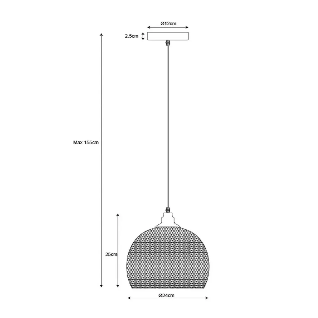 Lucide Hängeleuchte Mesh, einflammig, schwarz , Ø 22 cm