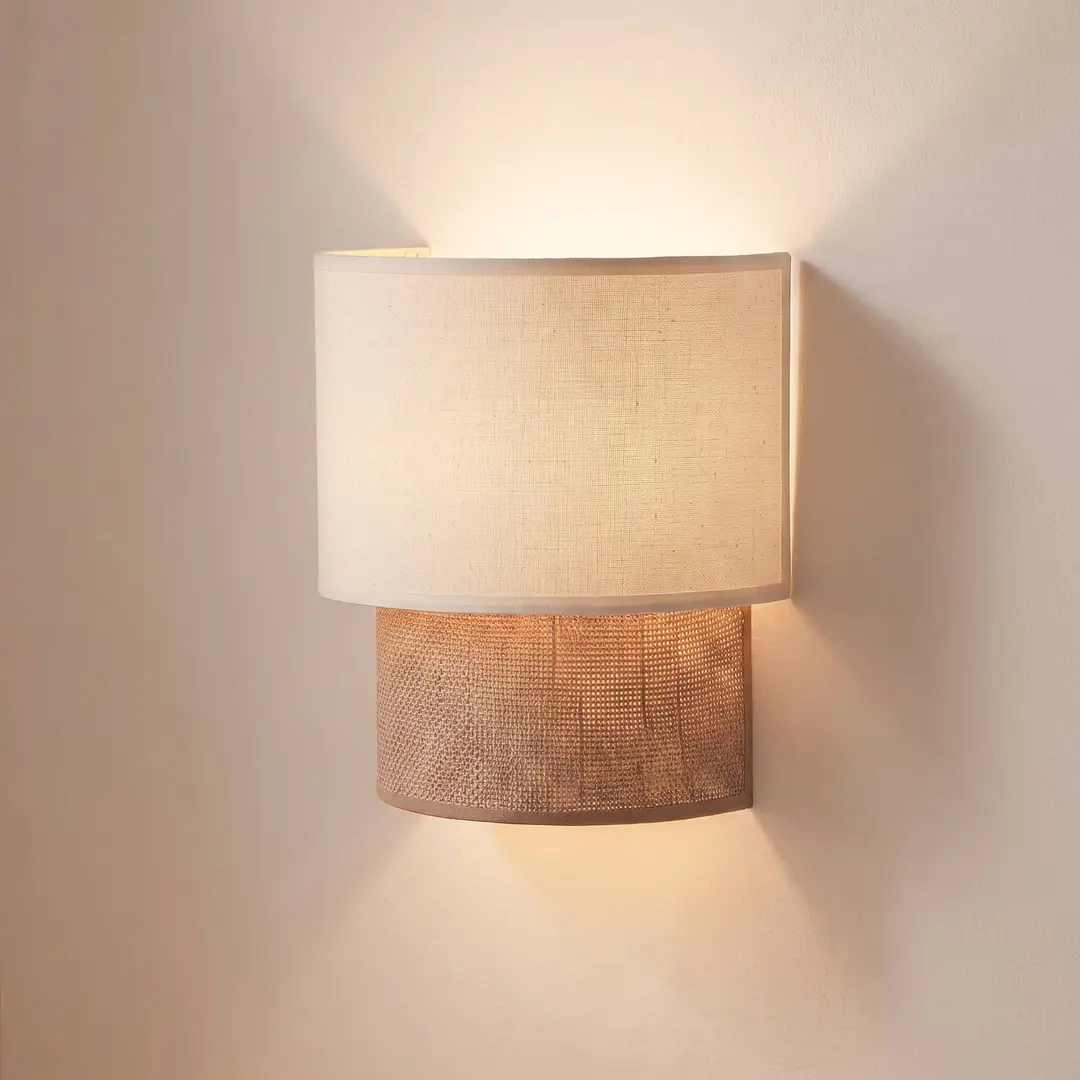 Duolla Wandlampe Boho, weiß/jute, Höhe 22 cm, Textil, E27