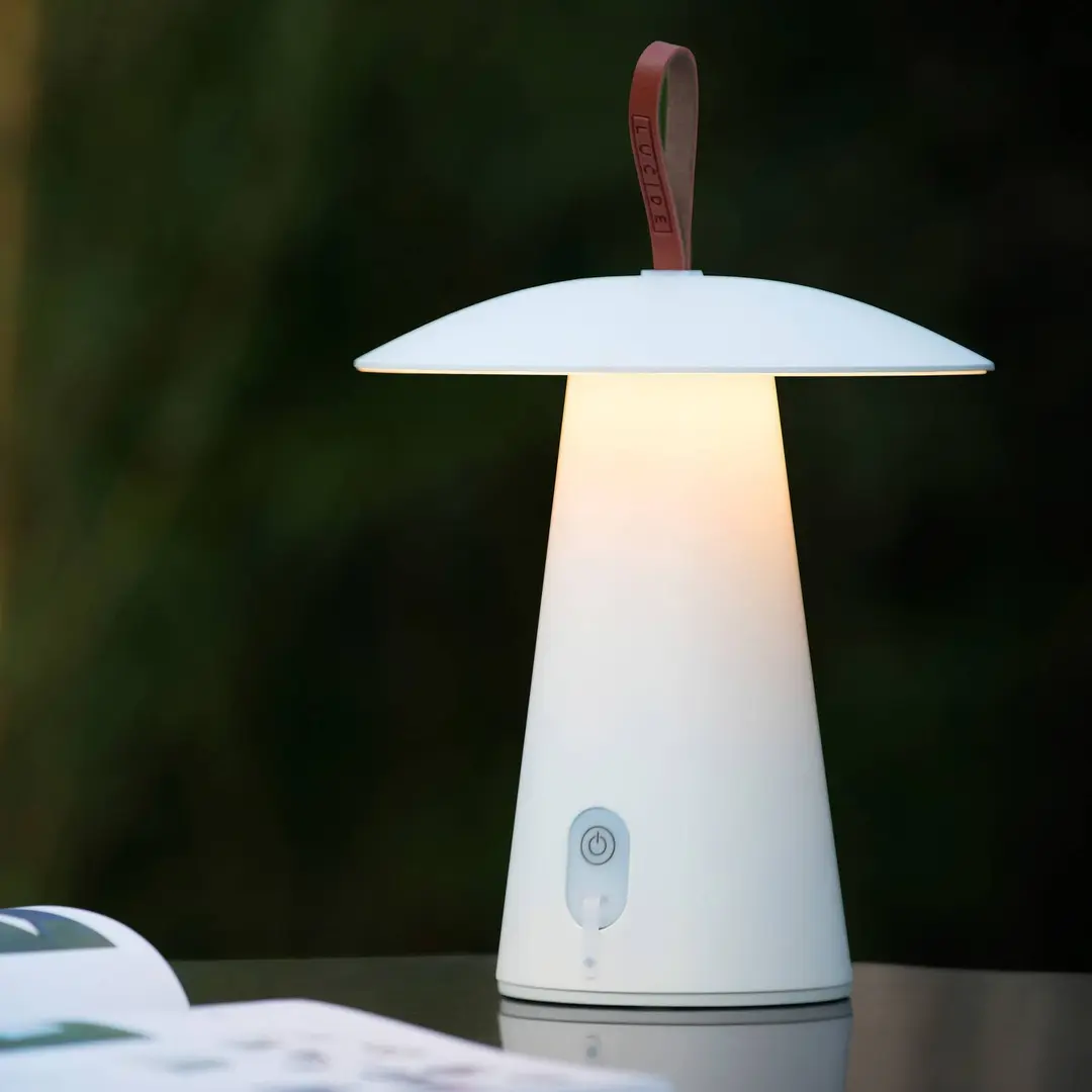 Lucide LED-Akkutischlampe La Donna, weiß, Aluminium, dimmbar