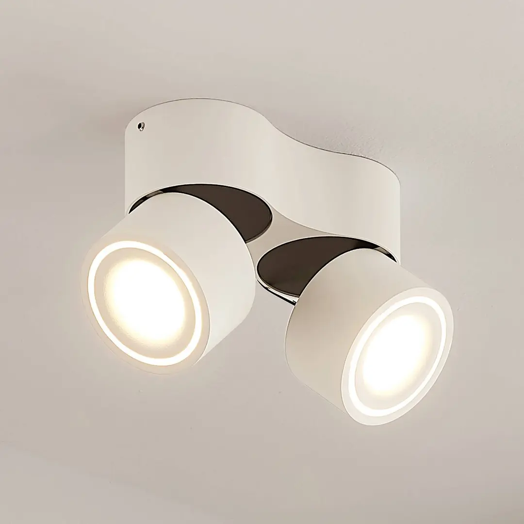 Arcchio LED-Deckenstrahler Rotari, weiß, 2-flg., 1362lm