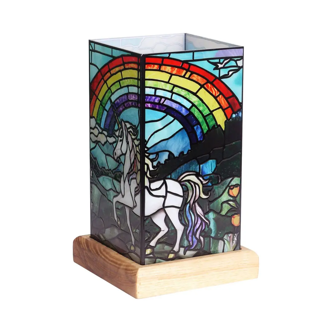 Wagner Life LED-Tischlampe Art Light Einhorn, Holzsockel, Acryl bunt
