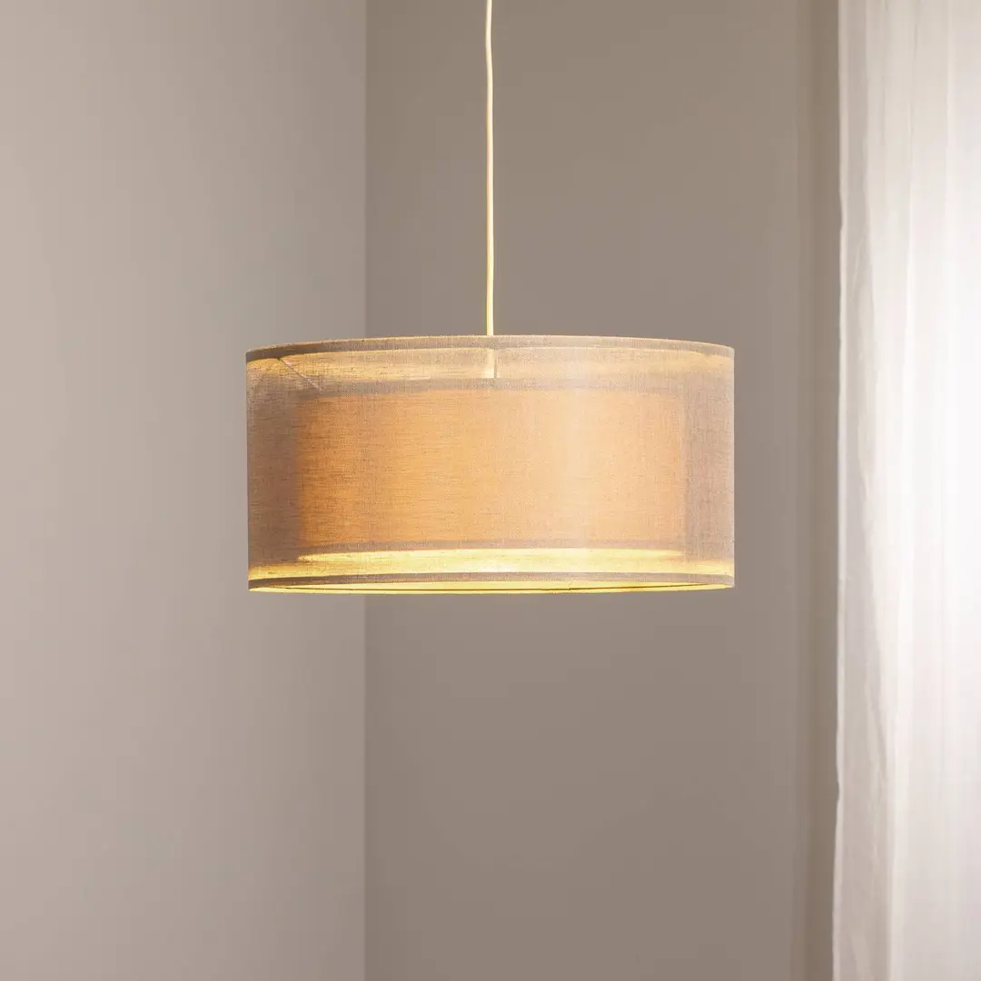 Maco Design Hängeleuchte Duo Den Light, beige, Ø 50 cm, Leinen, PVC