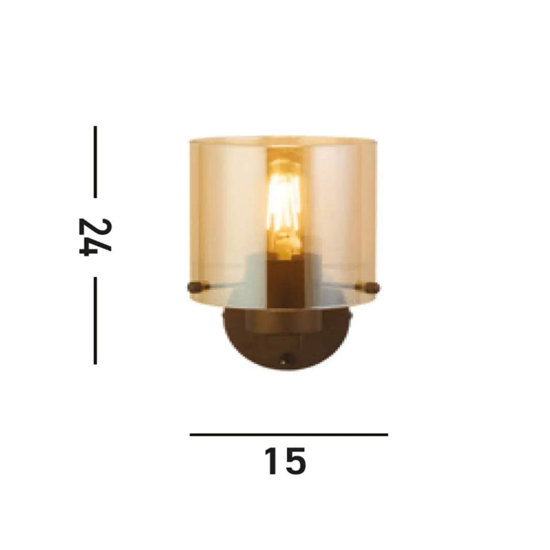 Searchlight Wandleuchte Sweden, mokka/amber, 1-fl., Stahl, Glas