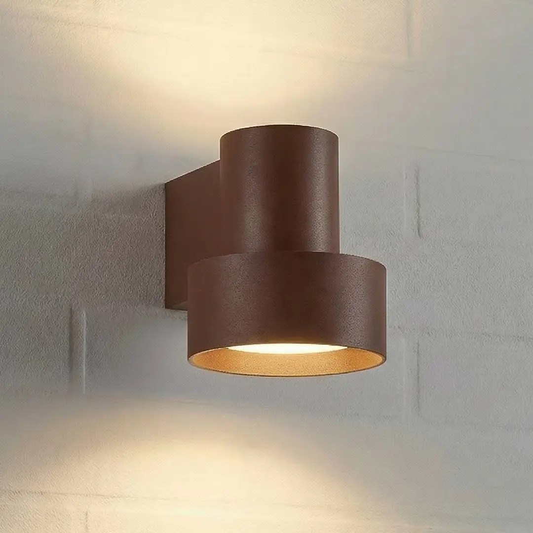 Lucande LED-Außenwandlampe Elune, braun, IP44, up/down
