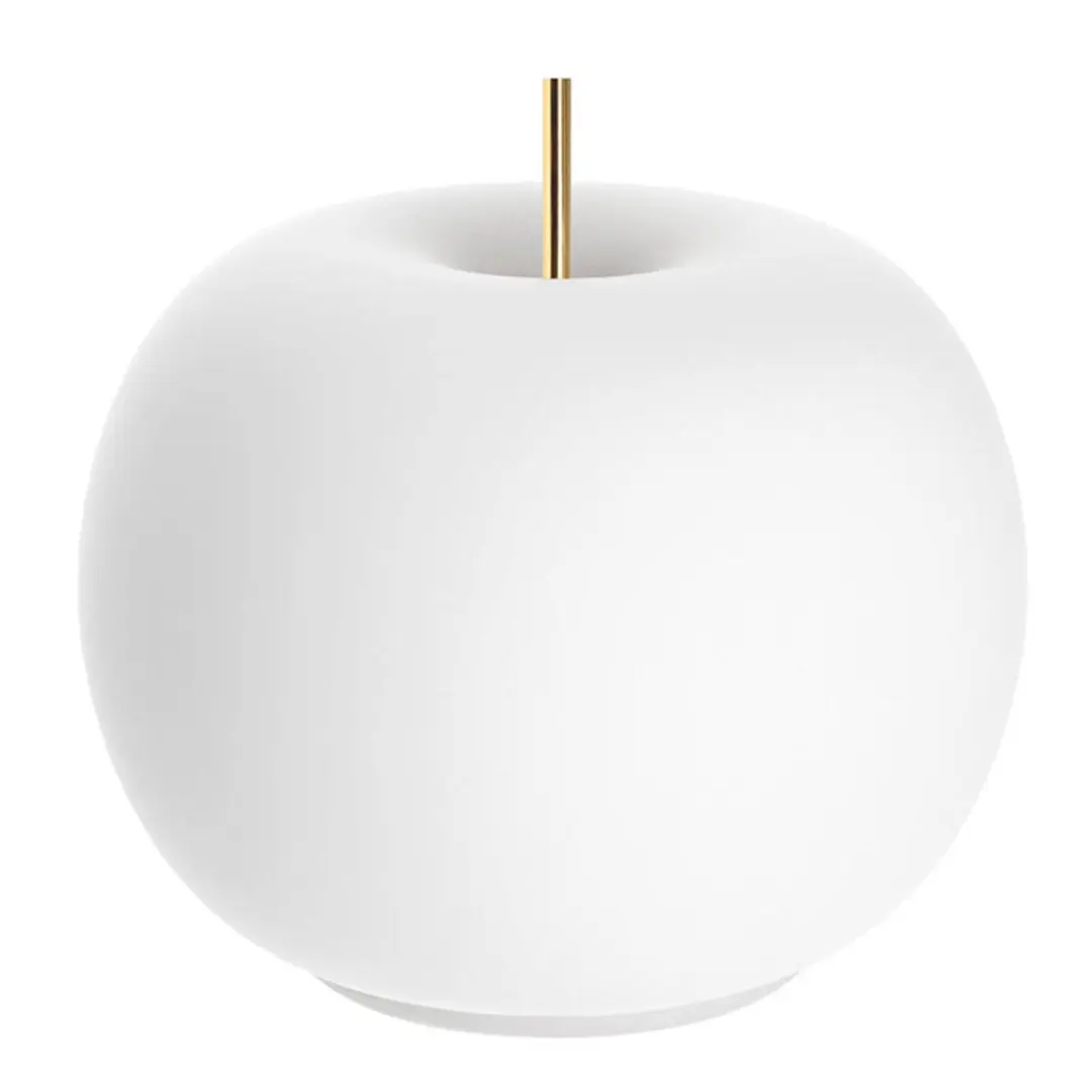 kdln LED-Tischleuchte Kushi, weiß/messing, Ø 17 cm, Glas