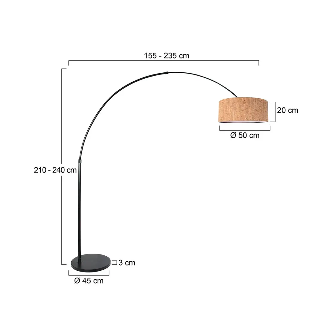 Steinhauer Bogen- Stehlampe Sparkled Light, schwarz/braun, 240 cm, Kork