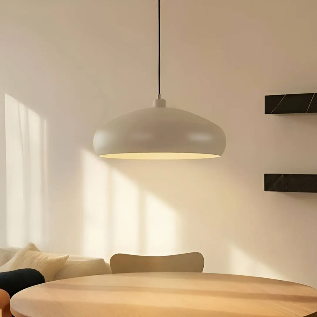 Lindby Hängeleuchte Elover, beige, Ø 45 cm, Eisen