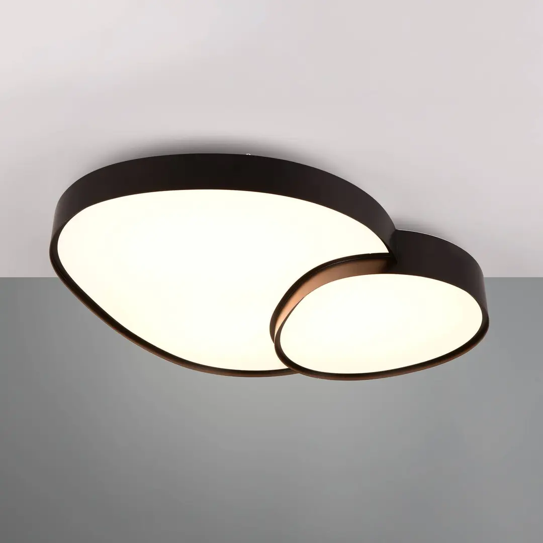 Trio Lighting LED-Deckenleuchte Rise, schwarz, 77 x 63 cm, CCT, dimmbar