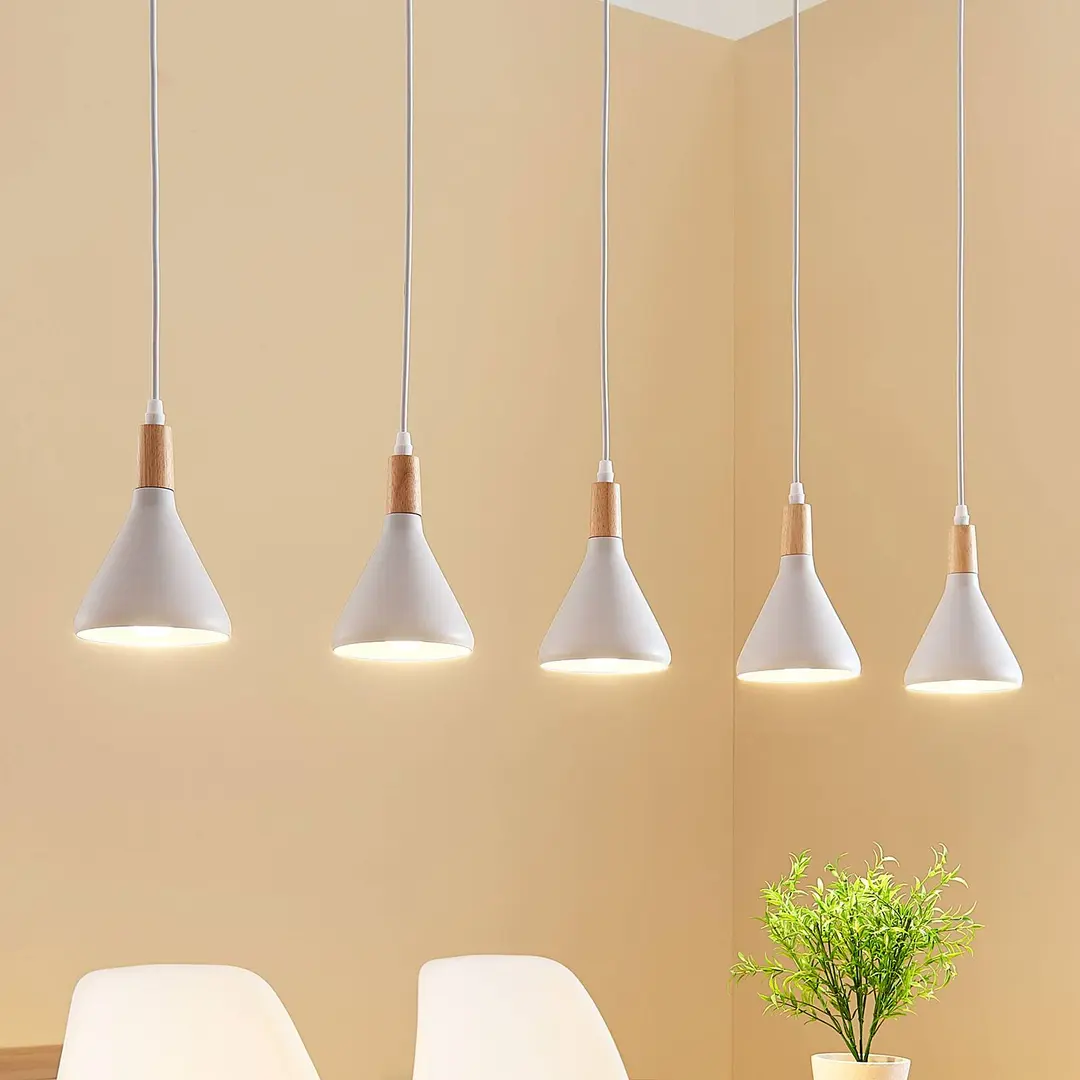 Lindby Pendelleuchte Arina, 100 cm, weiß, 5-flammig, E14