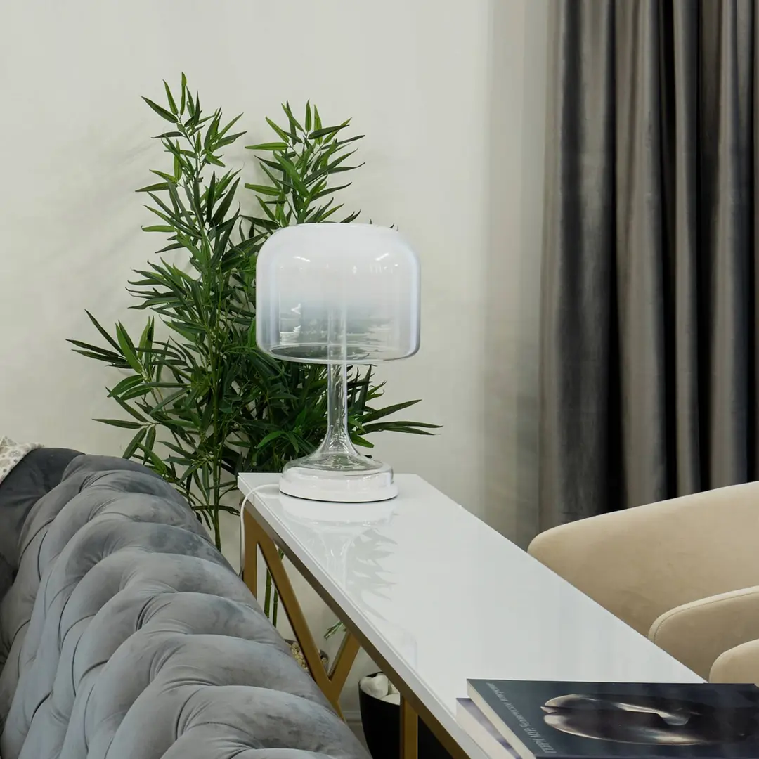Maytoni LED-Tischleuchte Spirito, weiß, Glas, Höhe 42 cm