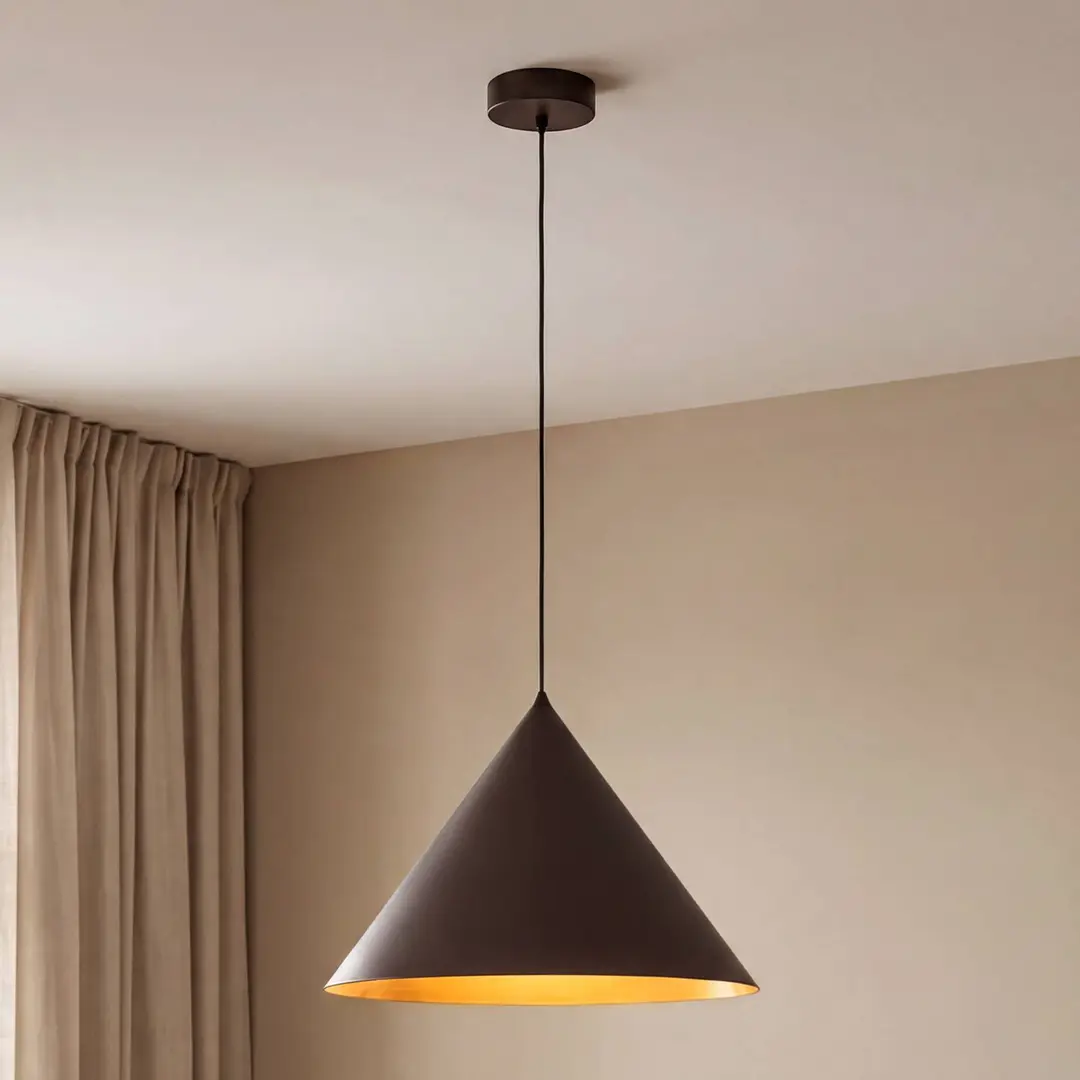 TK Lighting Hängeleuchte Cono, 1-flammig, Ø 50 cm, braun, E27