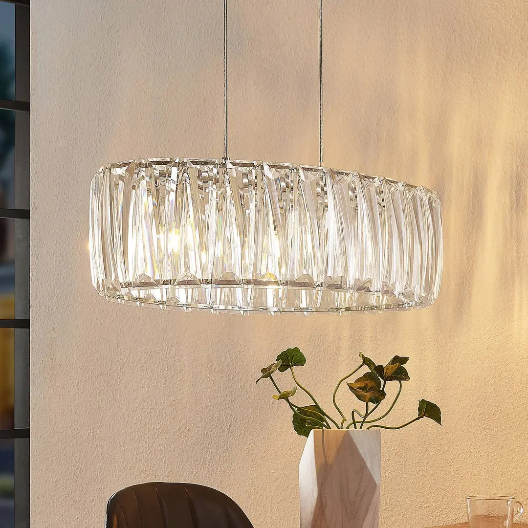 Lindby Hängelampe Sofia, 68 cm, 3-flammig, E14, chrom/klar
