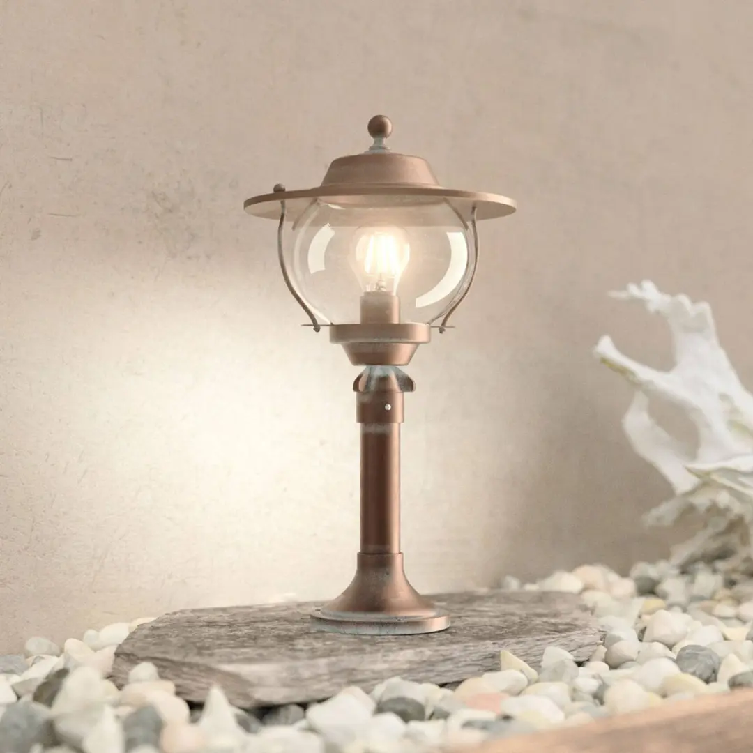 Moretti Luce Sockelleuchte Adessora, Messing, Glas, Höhe 48 cm