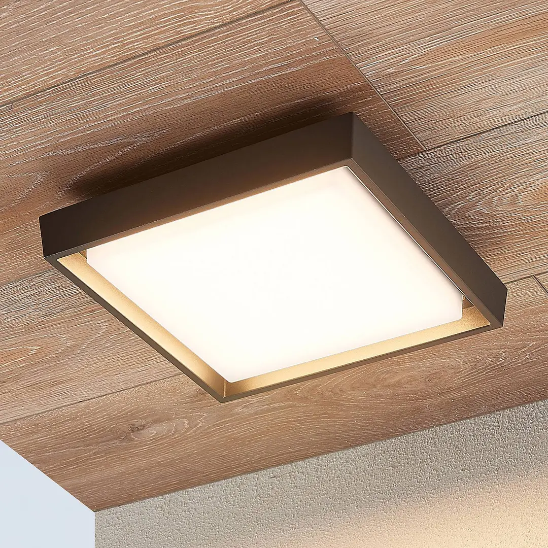 Lucande LED-Außendeckenleuchte Birta, dunkelgrau, 27cm, IP54