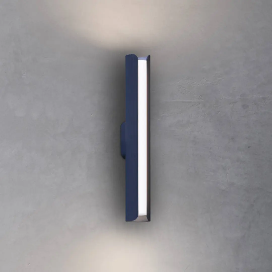 Ideal Lux LED-Wandlampe Dorica, blau, Höhe 30 cm Metall