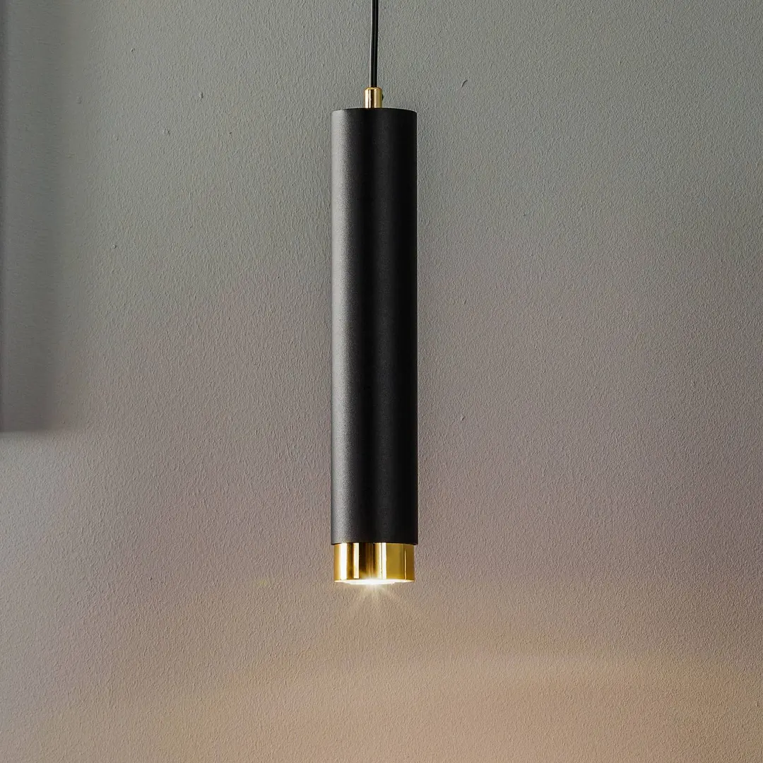 EMIBIG LIGHTING Hängelampe Kumo lang schwarz/gold einflammig