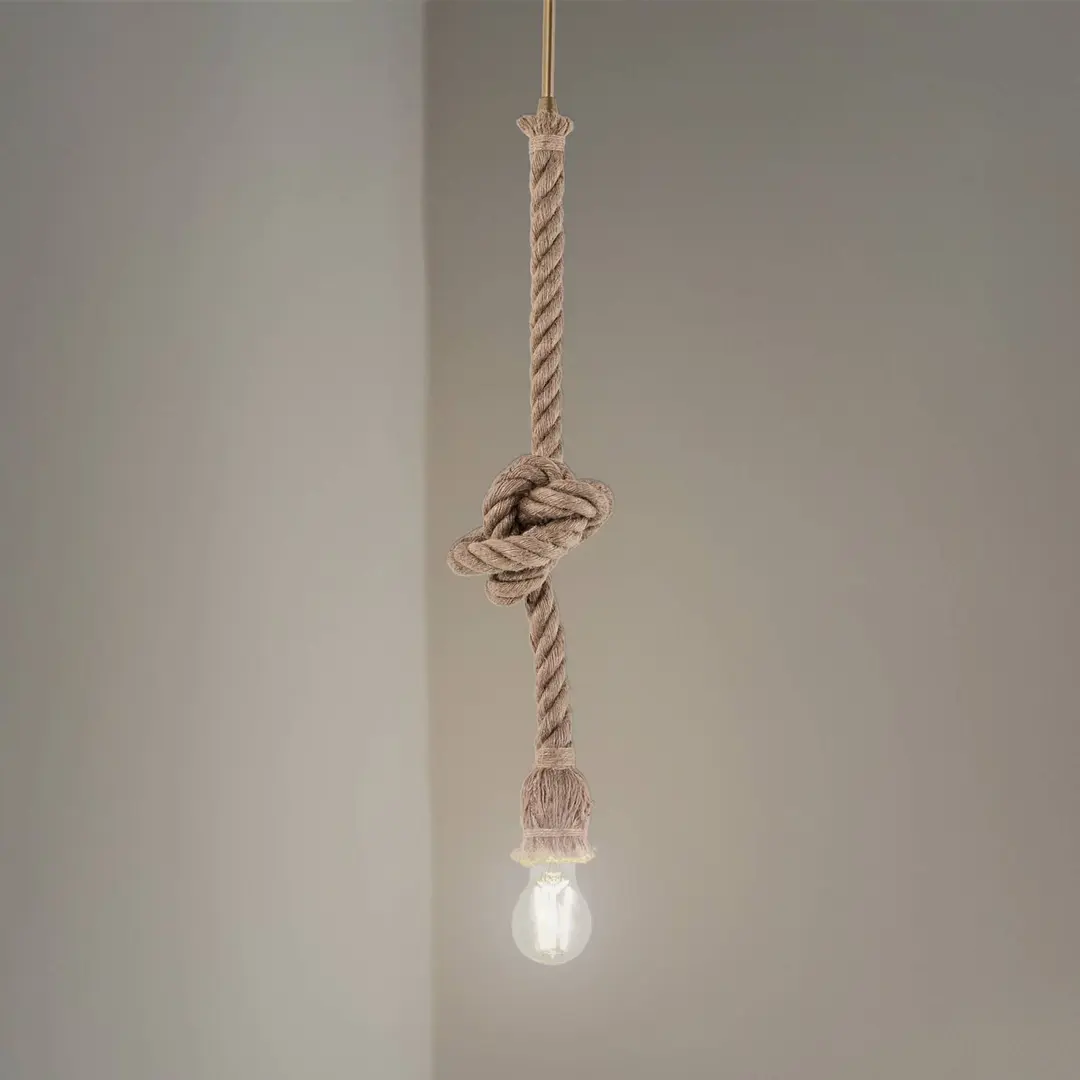 Opviq Hängelampe AYD, beige, Seil, Höhe 70 cm, E27, handgefertigt