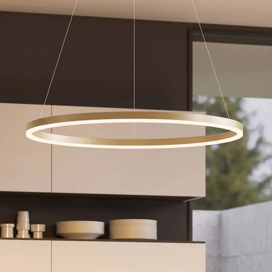 Arcchio LED-Hängeleuchte Albiona, beige, 1 Ring, Ø 80 cm