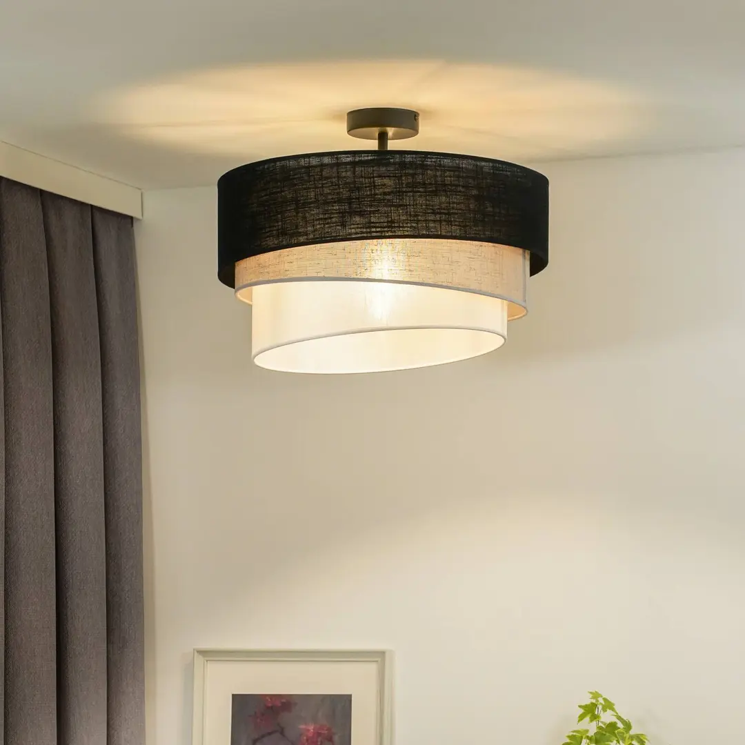 Duolla Deckenlampe Trio, schwarz/grau/weiß, Textil, Ø 45 cm