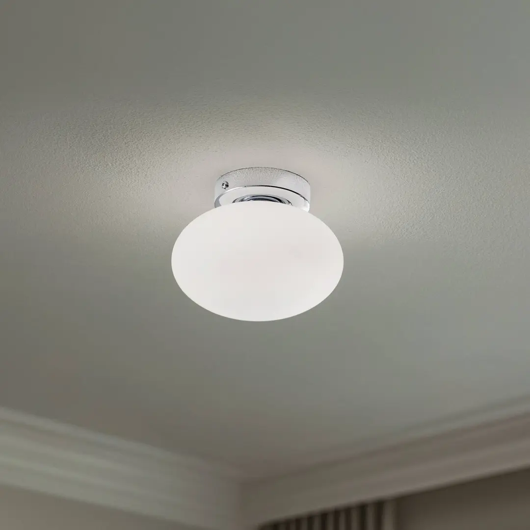 Domiluce Deckenlampe Ufo, chrom/weiß, Ø 18 cm, Glas, G9