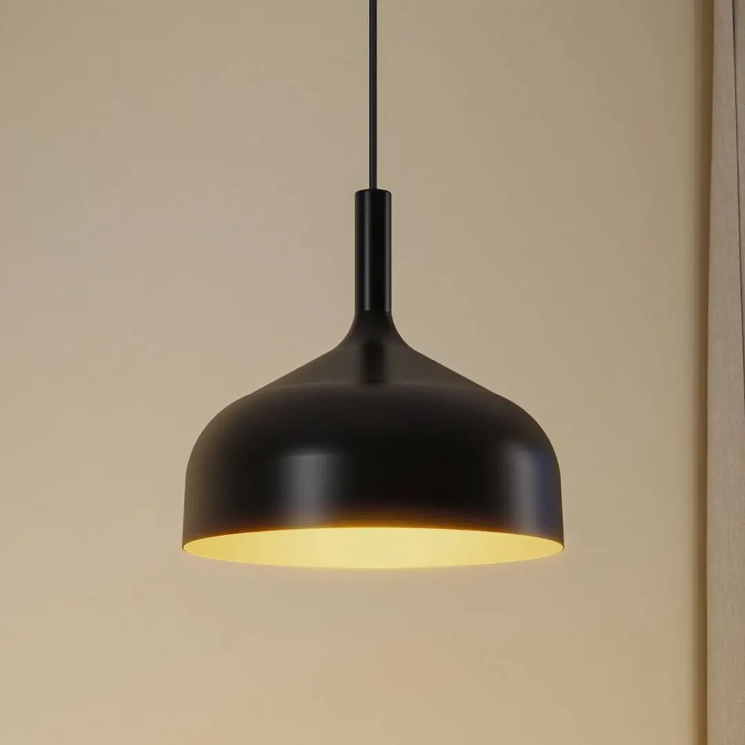 Paulmann Hängelampe Embla II, schwarz-gold, Ø 30 cm, Metall