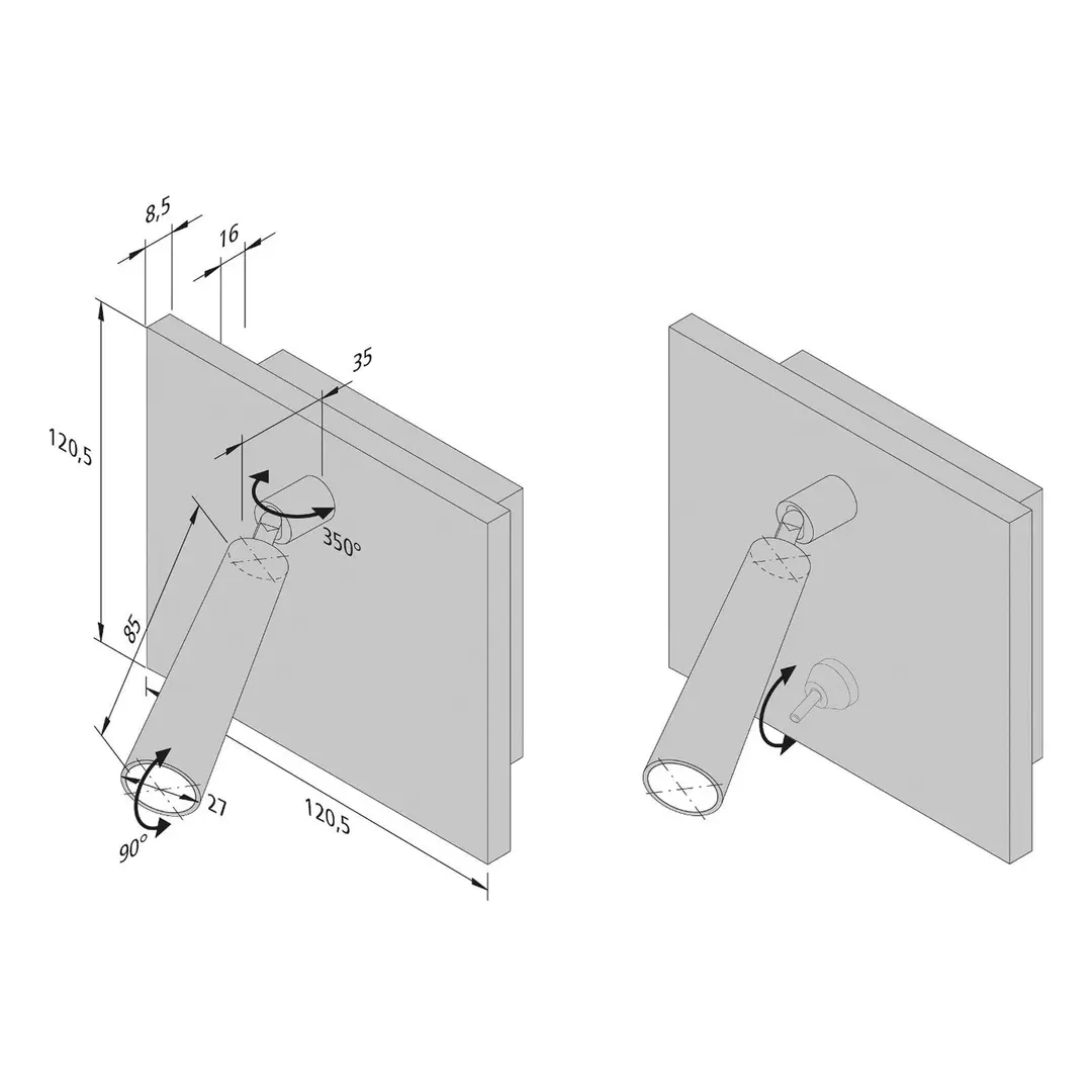 Hera Leseleuchte BL1-LED, Ein-/Anbau, Schalter, schwarz