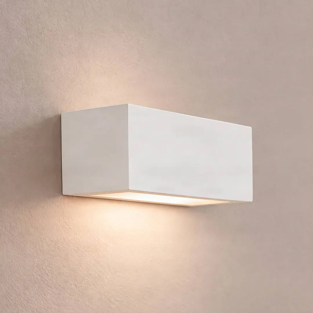 Lindby Wandlampe Tjada, 22 cm, weiß, Gips, G9, bemalbar