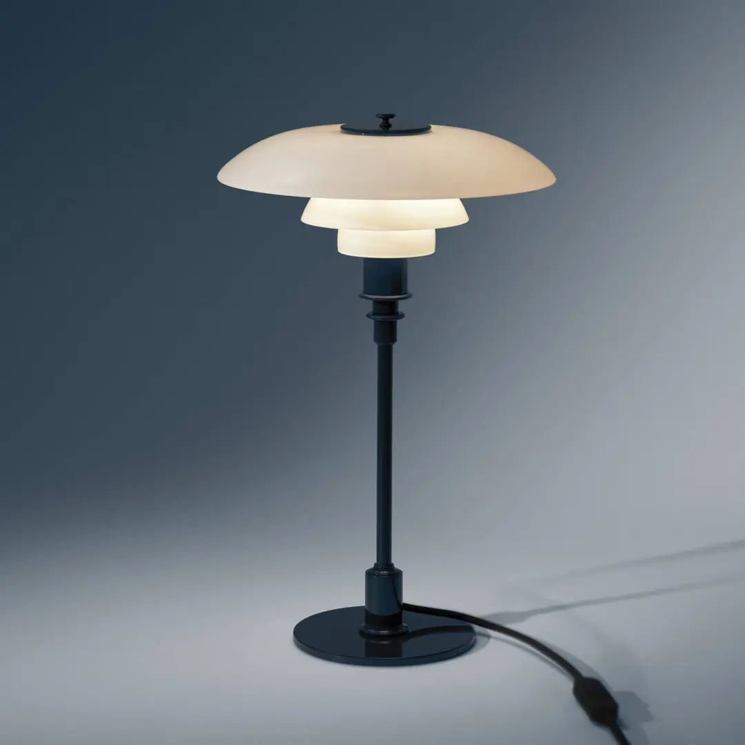 Louis Poulsen Tischlampe PH 3/2, dunkelblau, Ø 28 cm