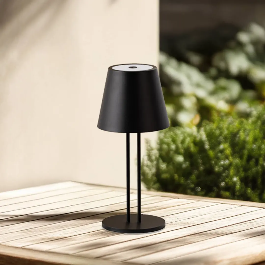 Lindby LED-Akkutischlampe Janea TWIN, schwarz, Metall