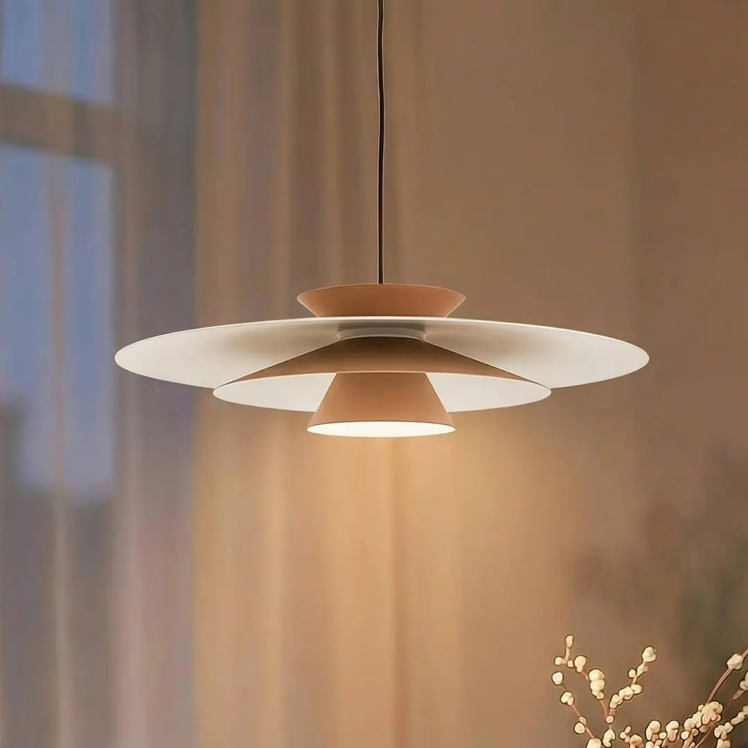 Lucande LED-Pendelleuchte Livie, beige, Aluminium, Ø 50 cm