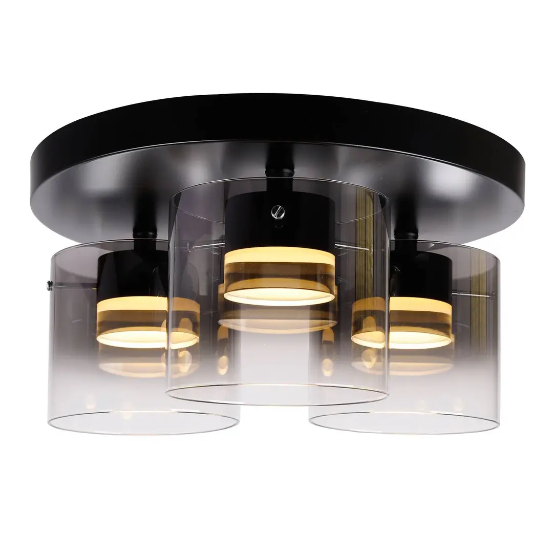 Highlight LED-Deckenleuchte Salerno, 2.700 K, 3-fl., schwarz