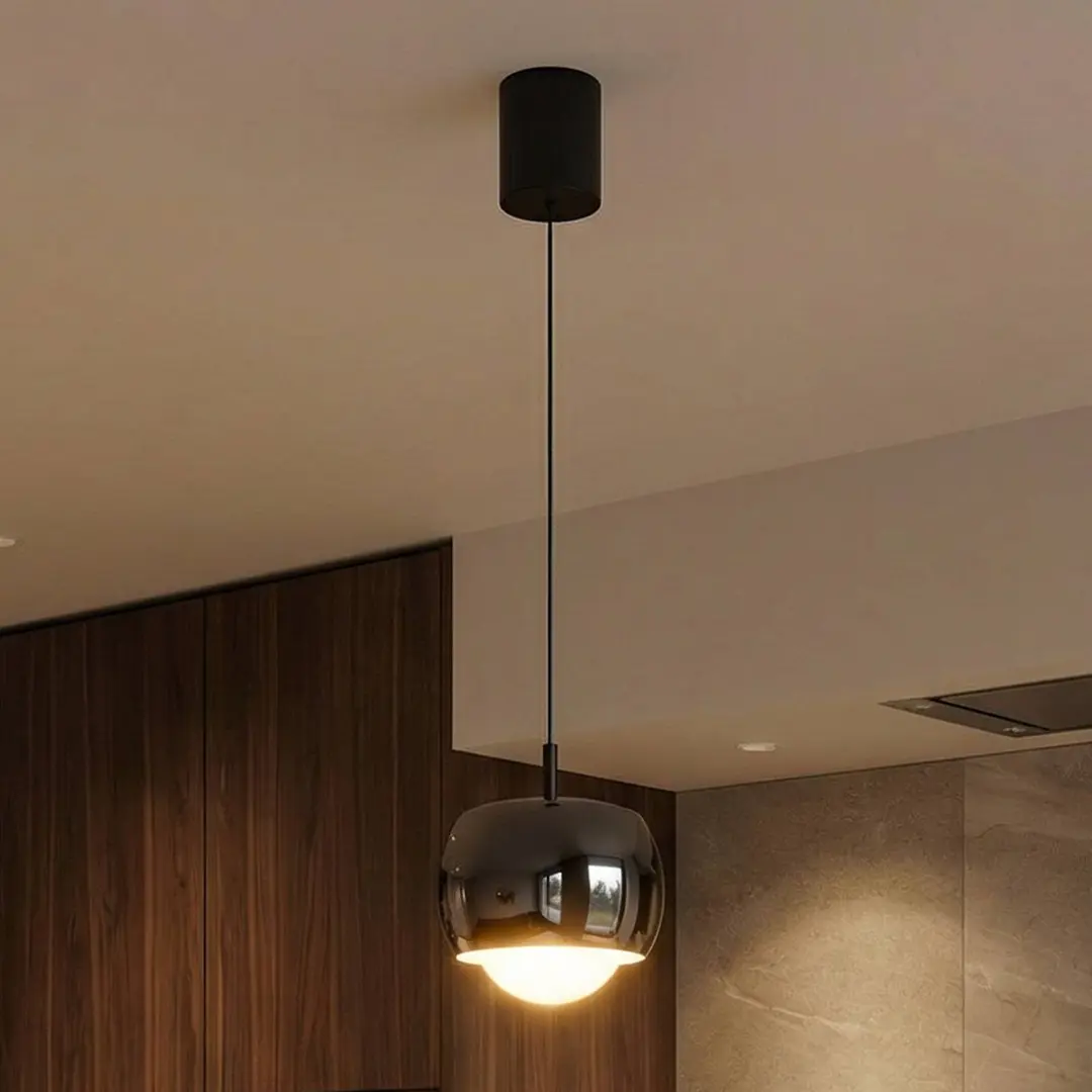 Mantra Iluminación LED-Hängeleuchte Roller, schwarz-chrom verstellbar Glaslinse
