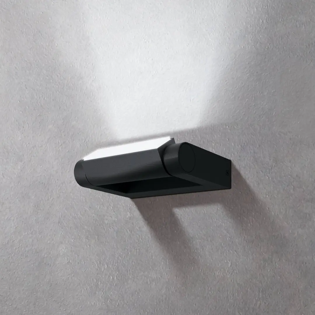 EGLO LED-Außenwandlampe Brianza, schwarz, Breite 20 cm, Metall