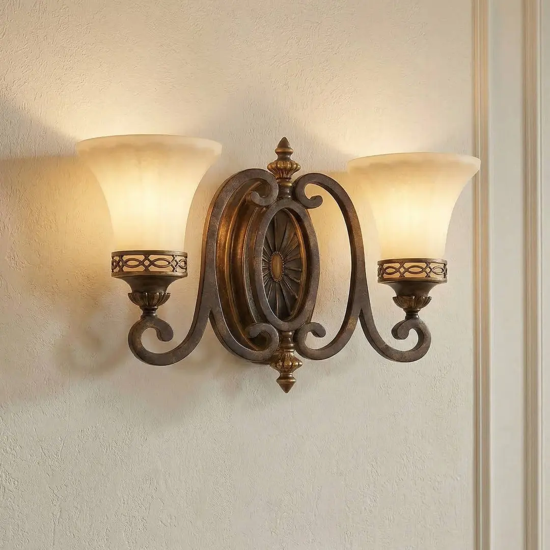 FEISS Wandleuchte Drawing Room, braun/creme, 41 cm, 2-flg.