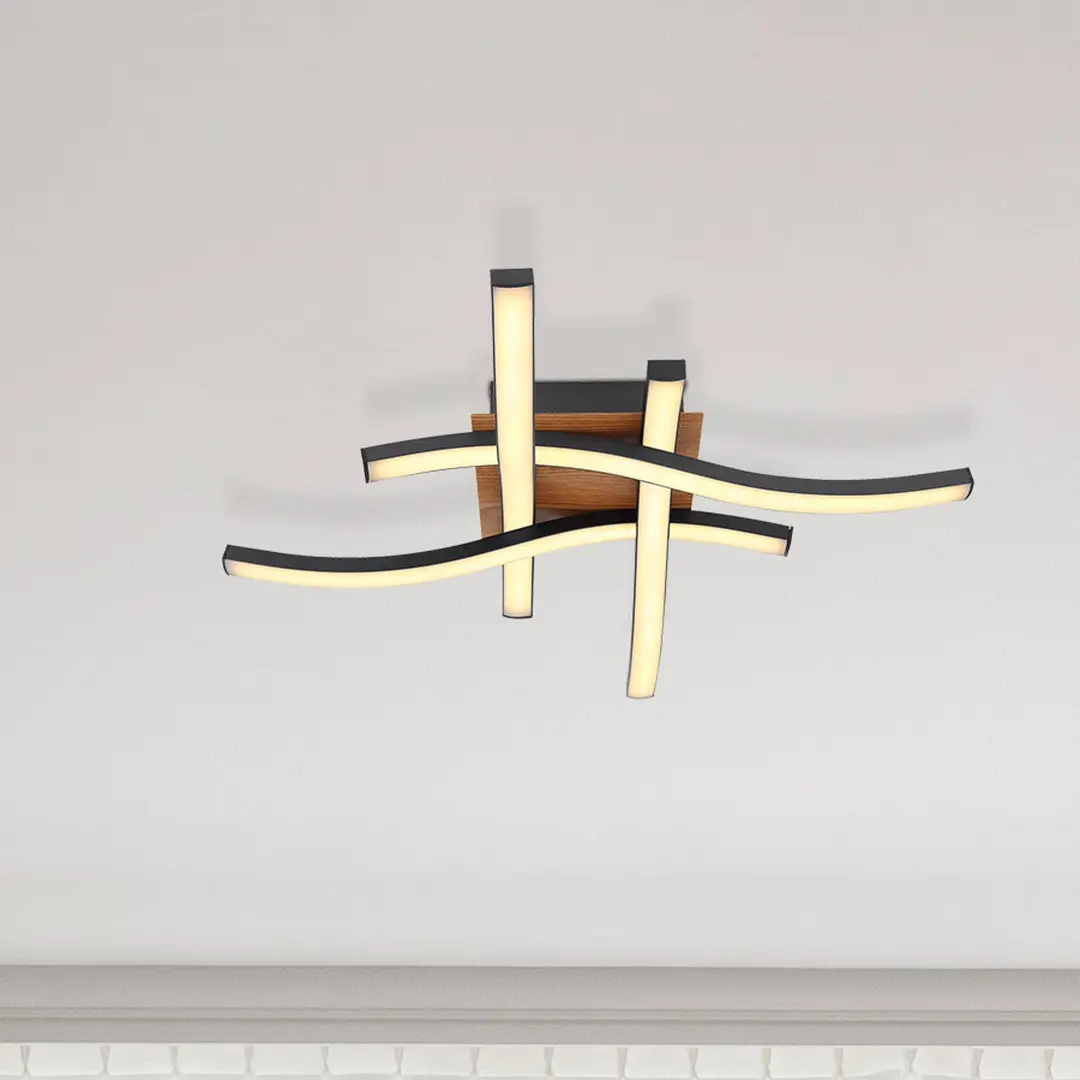 Globo LED-Deckenleuchte Evita in Holzoptik
