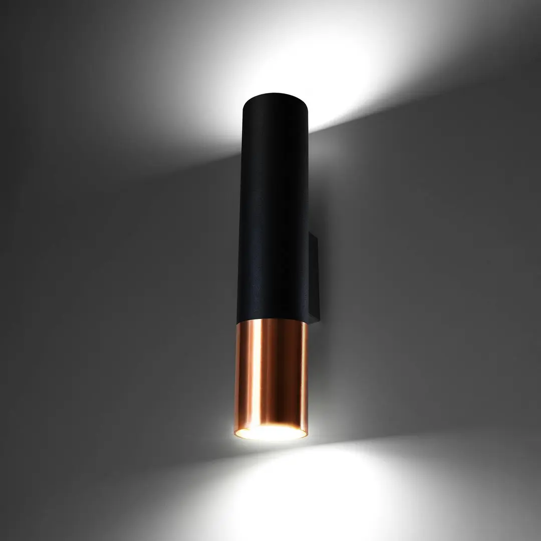 SOLLUX LIGHTING Wandlampe Thalassa, schwarz/kupfer, 29 cm, 2flg. GU10