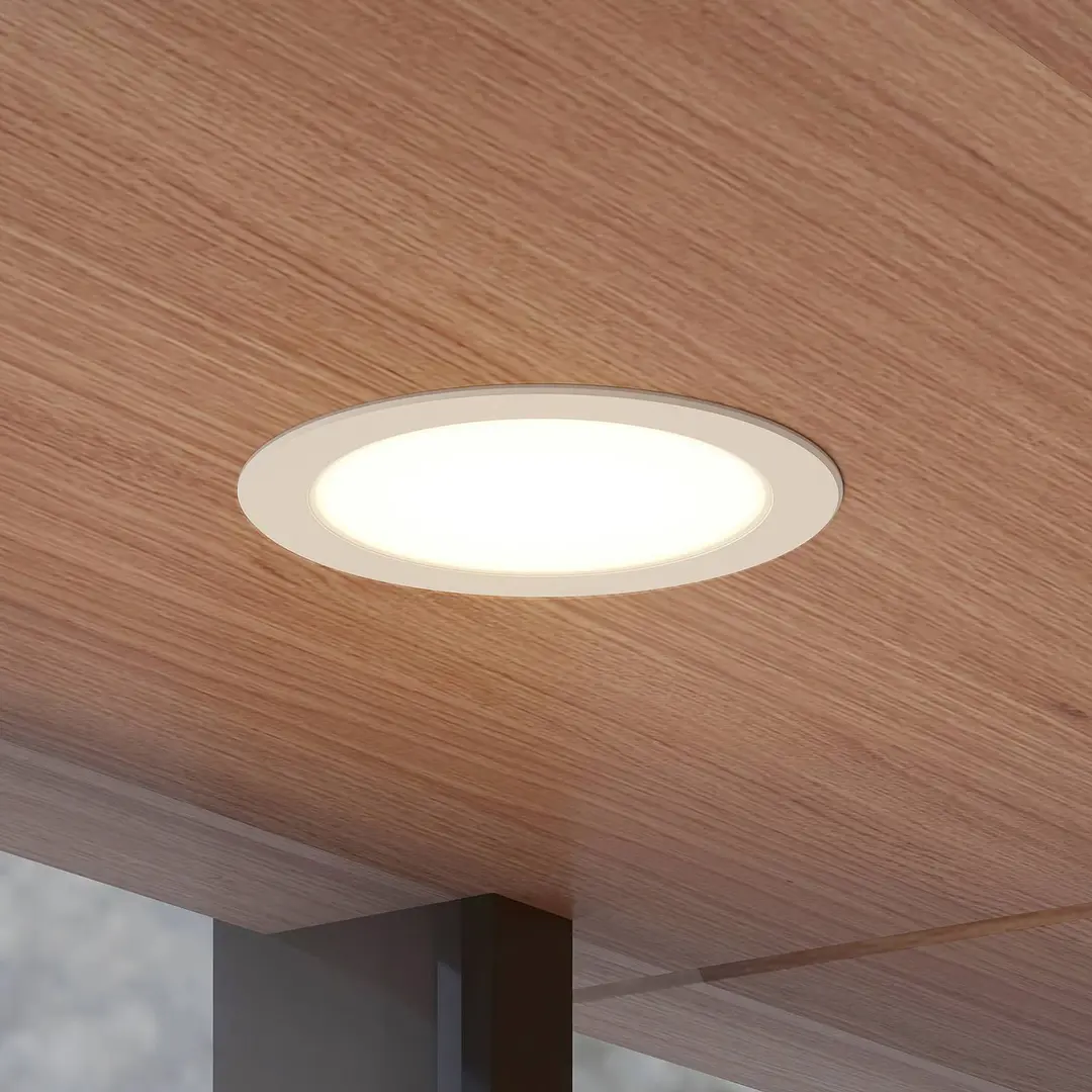 Prios LED-Einbaustrahler Rida, weiß. Ø 23 cm, 30W, CCT, IP44