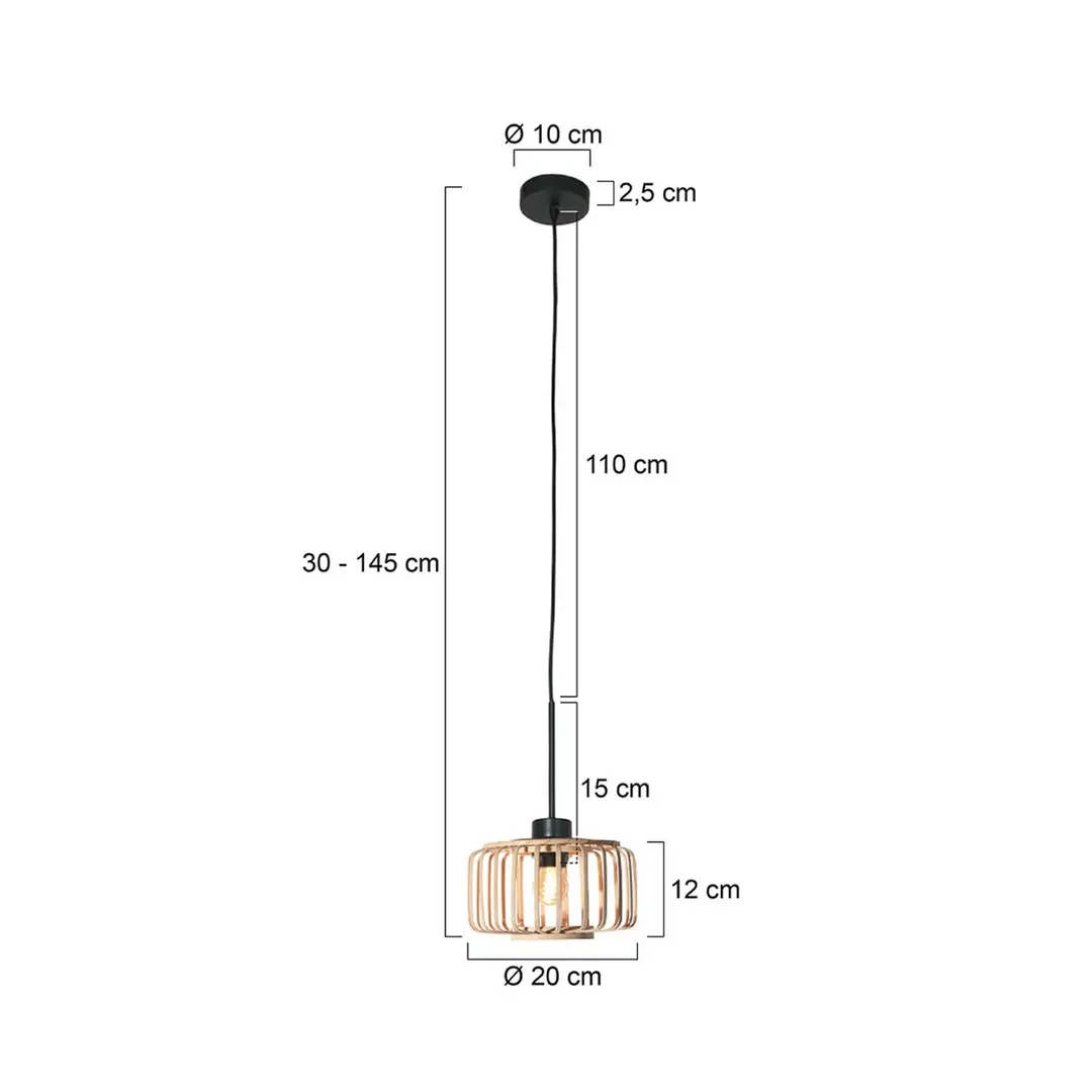 Steinhauer Hängeleuchte Sparkled Light, schwarz/Bambus natur, Ø 20 cm